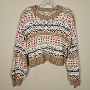 American Eagle Fair Isle Crew Neck Sweater Size XS Cabincore Cotton Relaxed Fit